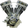 S&S Cycle V124 Long Block Engine 310-1160 for Big Twin Alternator-Style Primary, Chrome/Natural