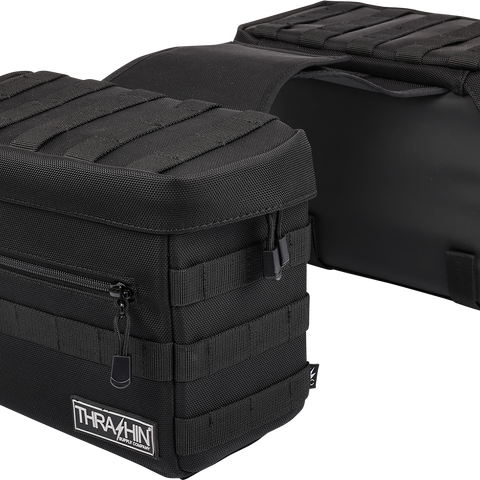 THRASHIN SUPPLY CO. Essential Saddlebags Black TSB-0006 with 10 Liter Capacity and MOLLE Attachments