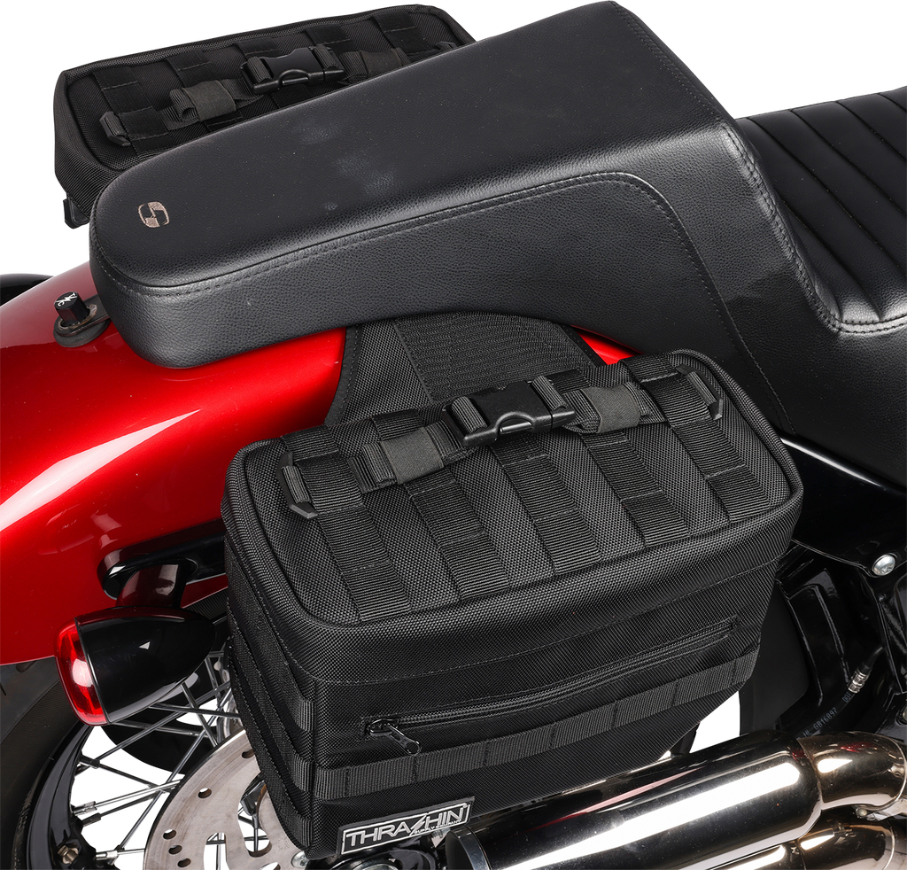 THRASHIN SUPPLY CO. Essential Saddlebags Black TSB-0006 with 10 Liter Capacity and MOLLE Attachments