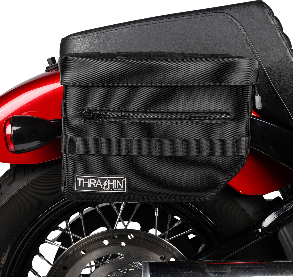 THRASHIN SUPPLY CO. Essential Saddlebags Black TSB-0006 with 10 Liter Capacity and MOLLE Attachments