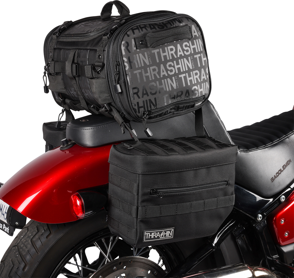 THRASHIN SUPPLY CO. Essential Saddlebags Black TSB-0006 with 10 Liter Capacity and MOLLE Attachments