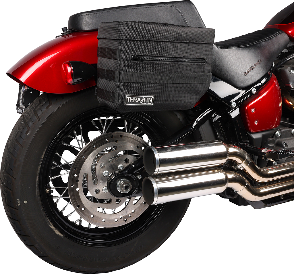 THRASHIN SUPPLY CO. Essential Saddlebags Black TSB-0006 with 10 Liter Capacity and MOLLE Attachments