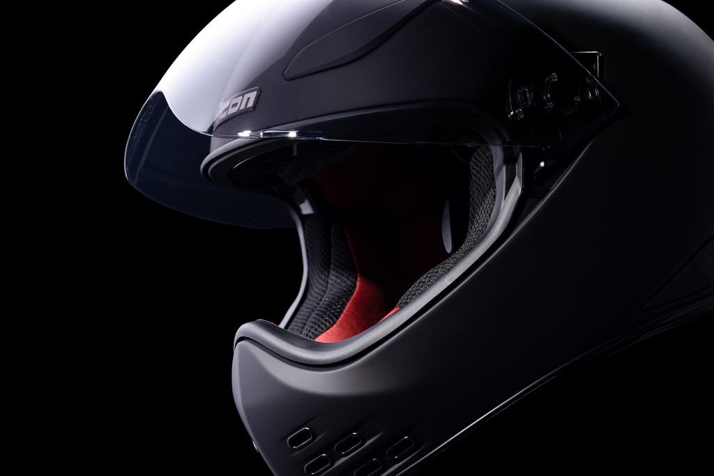 ICON Domain™ Helmet - Rubatone Large with Fog-Free Shield and Removable Liners