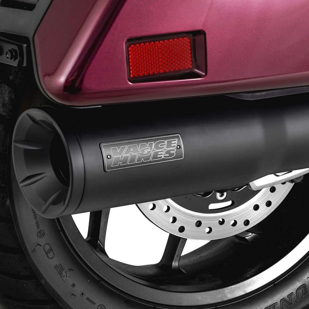 Vance & Hines Hi-Output Slip-On Muffler 48427 - 4.5 Inch Matte Black with CNC Billet Aluminum End Cap