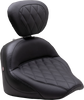 MUSTANG Solo Touring Seat - w/ Driver Backrest - Black - Diamond Stitch - Chief '22-'23 89740 - Team Dream Rides