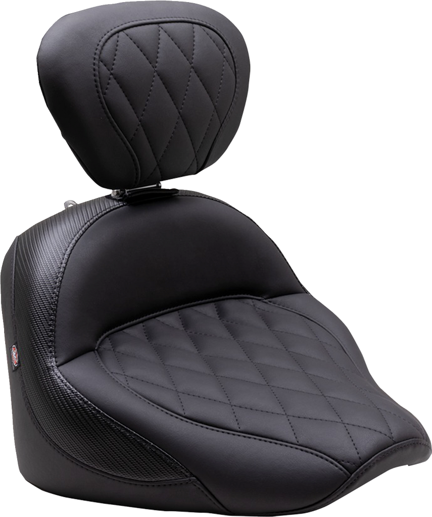 MUSTANG Solo Touring Seat - w/ Driver Backrest - Black - Diamond Stitch - Chief '22-'23 89740 - Team Dream Rides