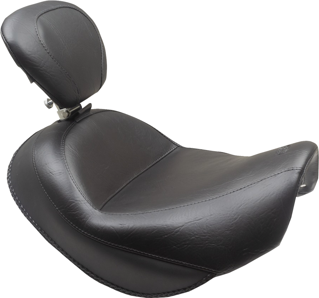 MUSTANG Wide Touring Solo Seat - Black - Plain - with Driver Backrest - C90T '15-'19 89206 - Team Dream Rides