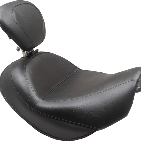 MUSTANG Wide Touring Solo Seat - Black - Plain - with Driver Backrest - C90T '15-'19 89206 - Team Dream Rides