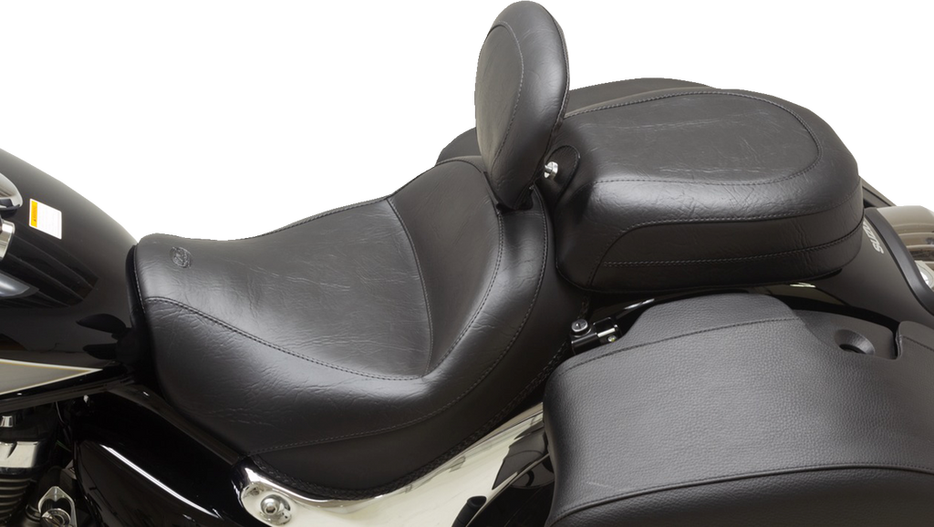 MUSTANG Wide Touring Solo Seat - Black - Plain - with Driver Backrest - C90T '15-'19 89206 - Team Dream Rides