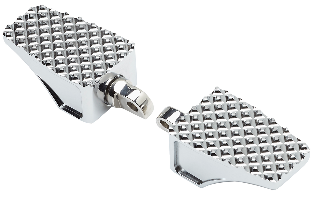 LA Choppers County Line Billet Aluminum Foot Pegs with Stainless Steel Clevis - Male Mount, Chrome Finish (Part LA-P100-00C)