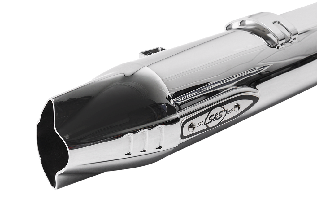 S&S Cycle 4-Inch Broadhead Slip-On Mufflers, Fishtail, Chrome - 550-1077