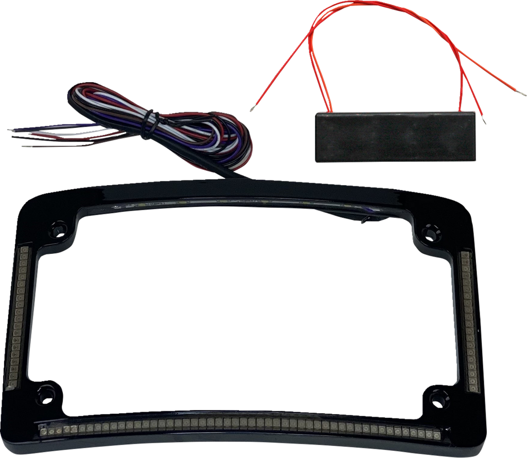 CUSTOM DYNAMICS Red and White LED License Plate Frame - Gloss Black TF08-B