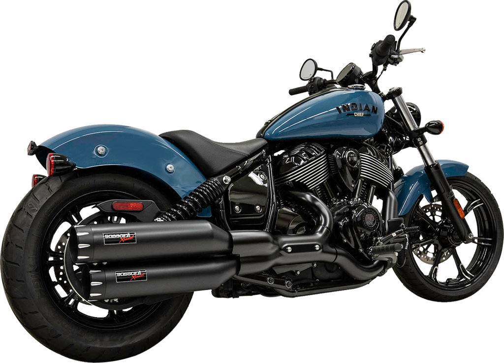 Bassani Xhaust 4-Inch Black Slip-On Mufflers with Fluted End Caps – Part Number 8CH17B