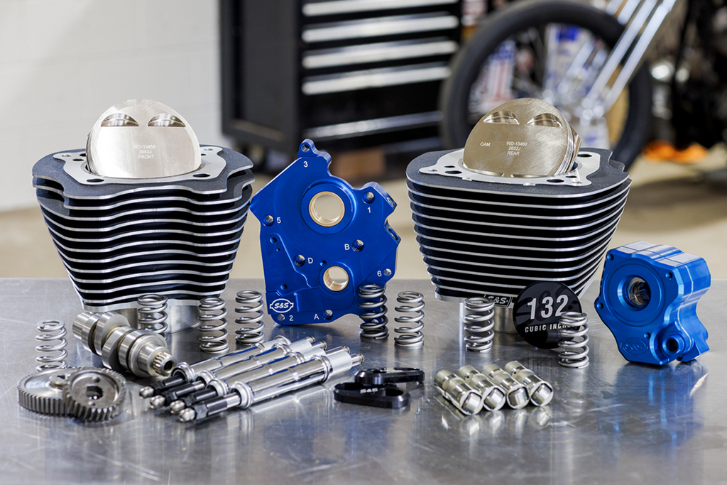 S&S CYCLE 132" Power Package Engine Performance Kit for M8 - Gear Drive, Water Cooled, Highlighted Fins (Part #310-1230)
