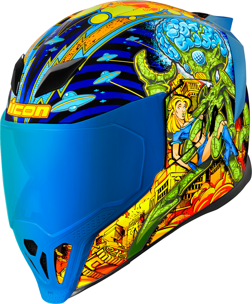 ICON Airflite™ Helmet Bugoid Blitz Blue 2XL - Injection-Molded Polycarbonate Shell with Fog-Free Fliteshield™ and DropShield™