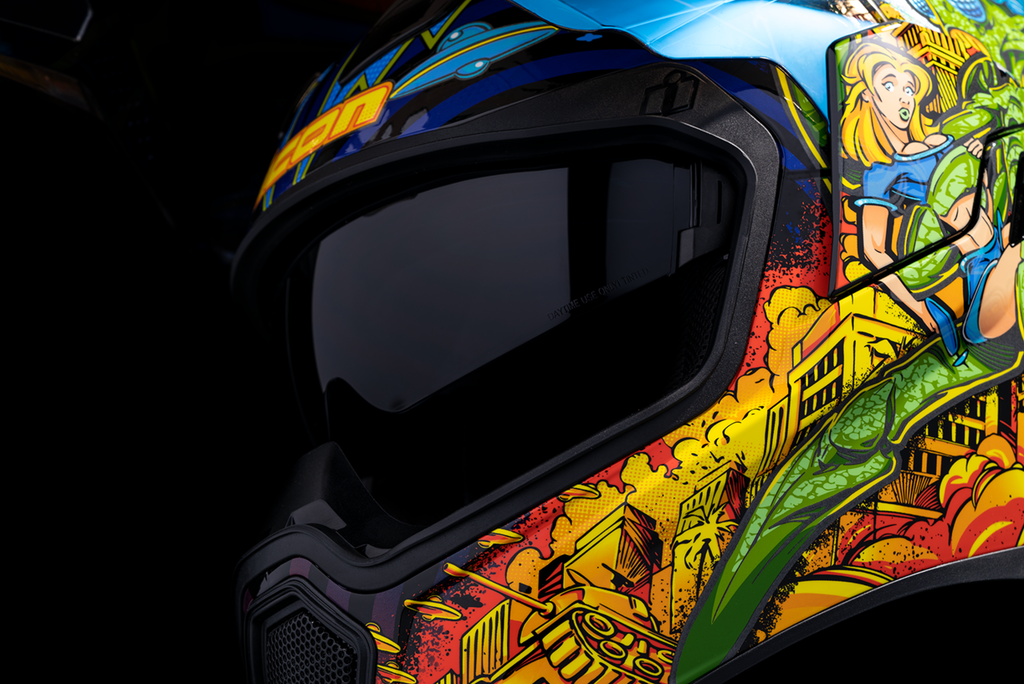 ICON Airflite™ Helmet Bugoid Blitz Blue XS - Lightweight Motorcycle Helmet with Fog-Free Shield and Advanced Ventilation