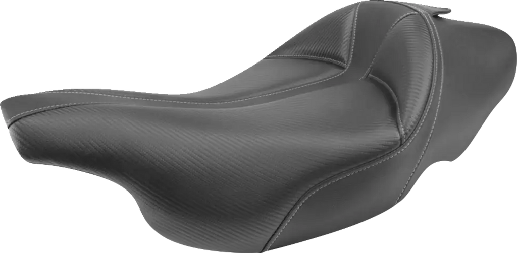 SADDLEMEN Dominator Solo Seat - Extended Reach - w/o Backrest - Black w/ Gray Stitching - FLHT/FLTR '97-'07 897-07-0042 - Team Dream Rides