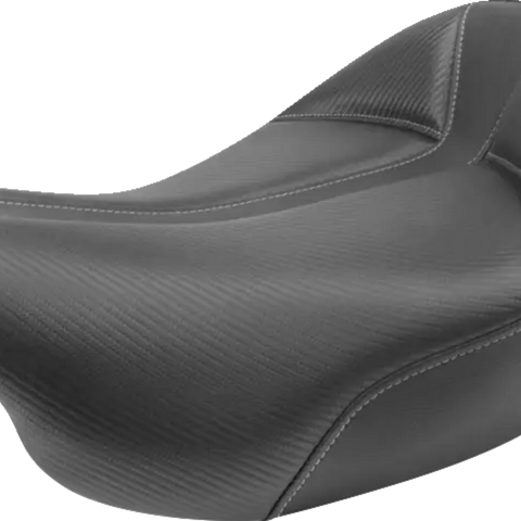 SADDLEMEN Dominator Solo Seat - Extended Reach - w/o Backrest - Black w/ Gray Stitching - FLHT/FLTR '97-'07 897-07-0042 - Team Dream Rides