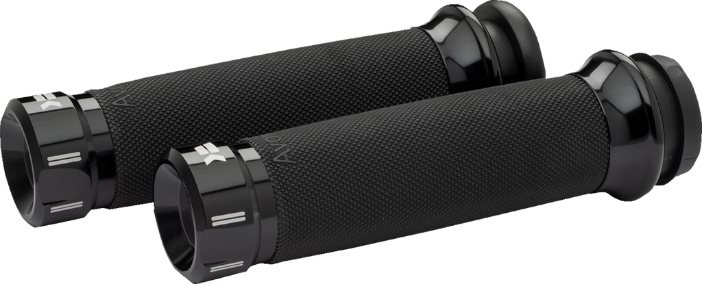 KHROME WERKS Klassic Custom Contour Handlebar Grips with Cable - Black, Part 500280