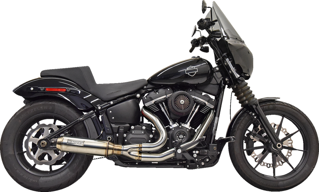 BASSANI XHAUST 2-into-1 Super Bike Exhaust System with 4-Inch Muffler in Stainless Steel - Part Number 1S77SS