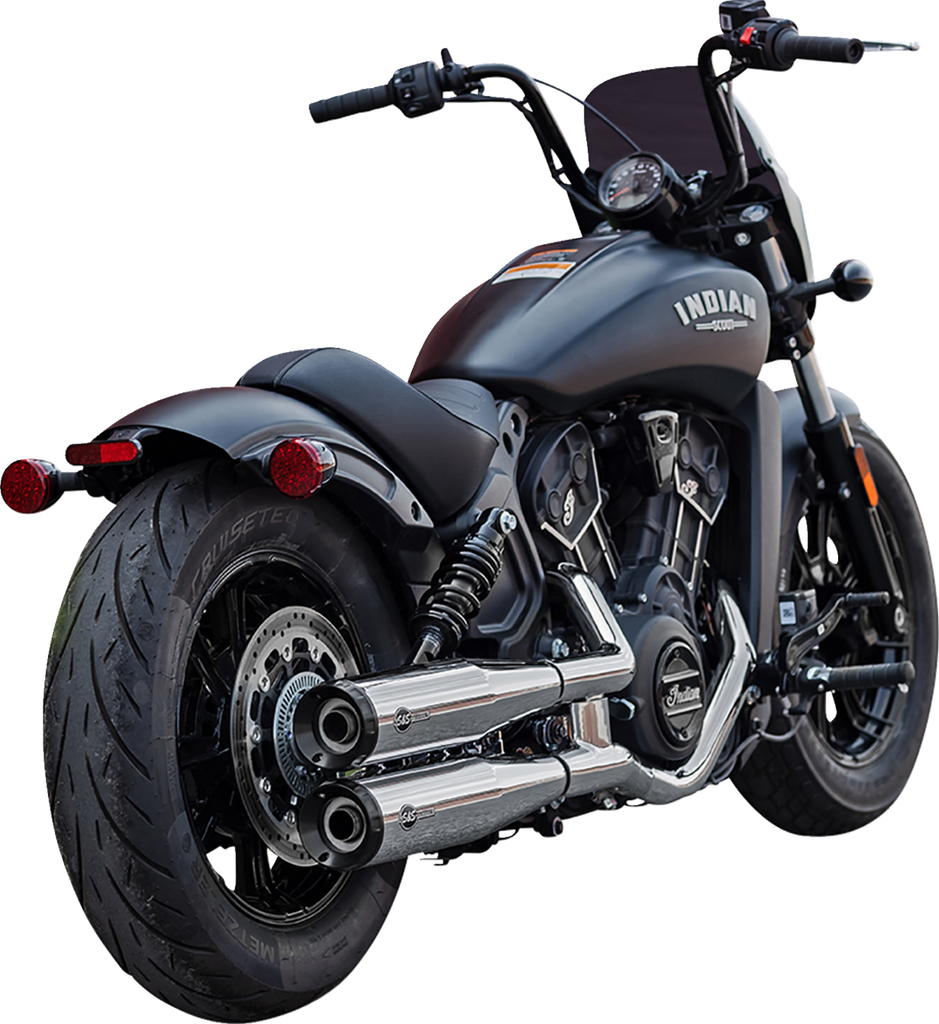 S&S Cycle Grand National Chrome Slip-On Mufflers 4110-156 for Indian Scout