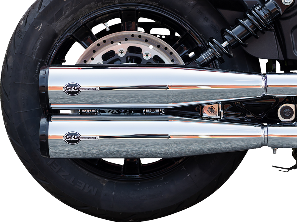 S&S Cycle Grand National Chrome Slip-On Mufflers 4110-156 for Indian Scout