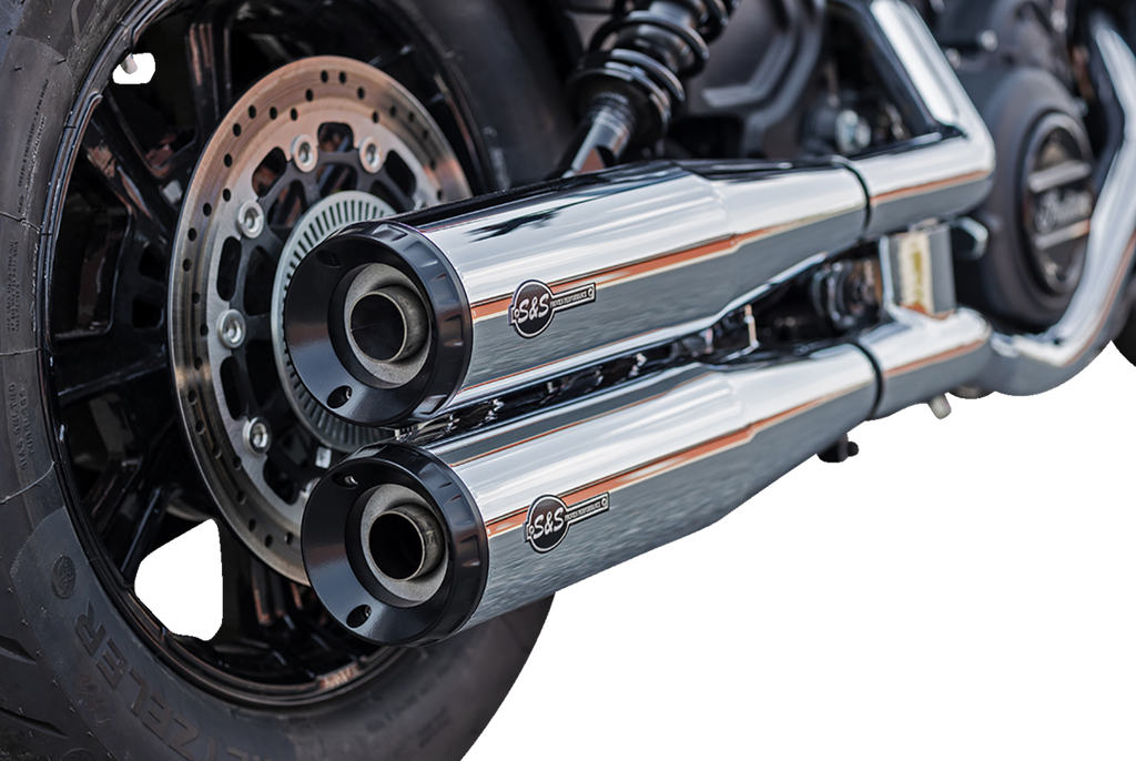 S&S Cycle Grand National Chrome Slip-On Mufflers 4110-156 for Indian Scout