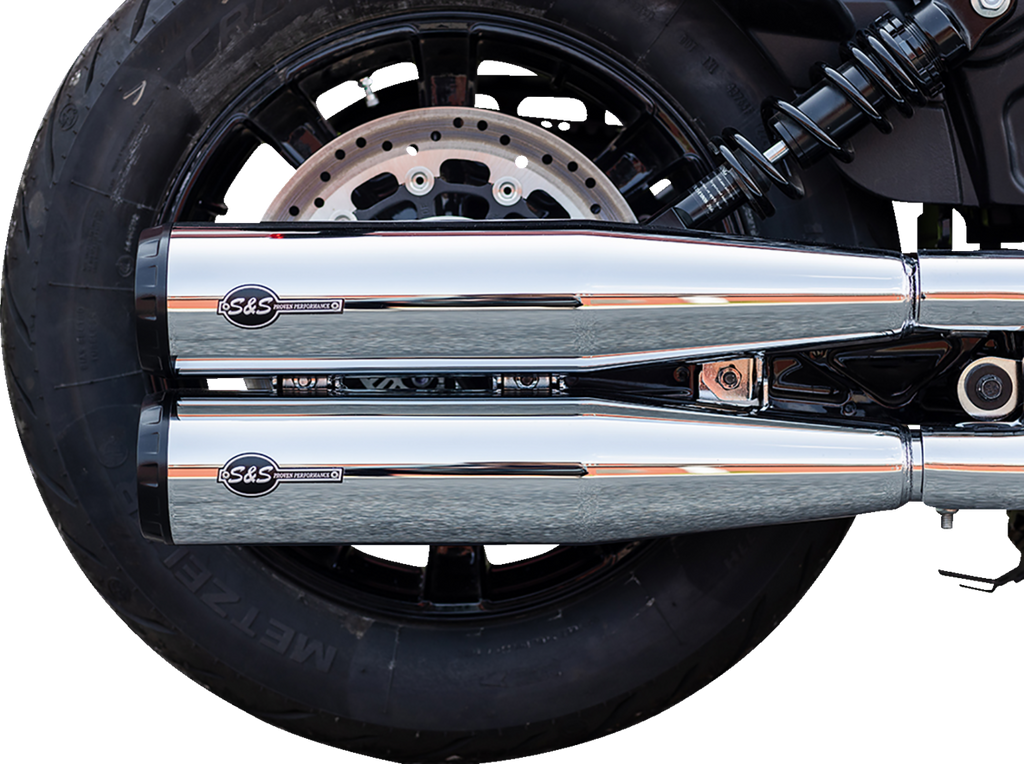 S&S Cycle Grand National Chrome Slip-On Mufflers 4110-156-R for Indian Scout