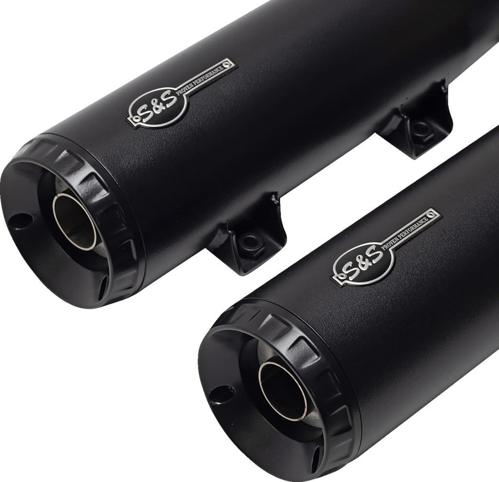 S&S Cycle Grand National Black Slip-On Mufflers for Indian Scout, 4110-266