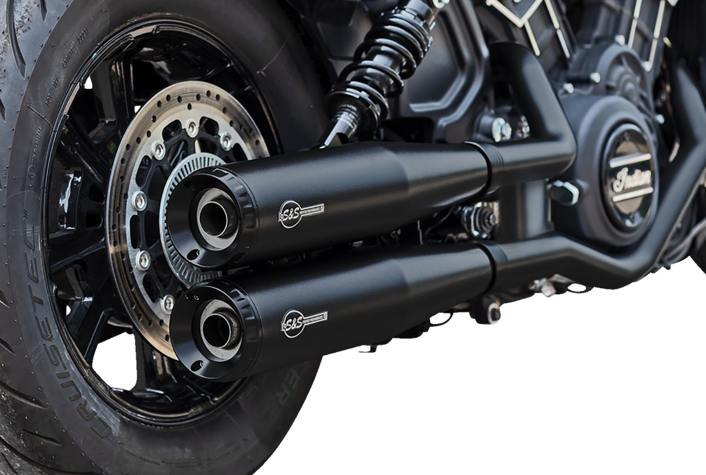 S&S Cycle Grand National Black Slip-On Mufflers for Indian Scout, 4110-266