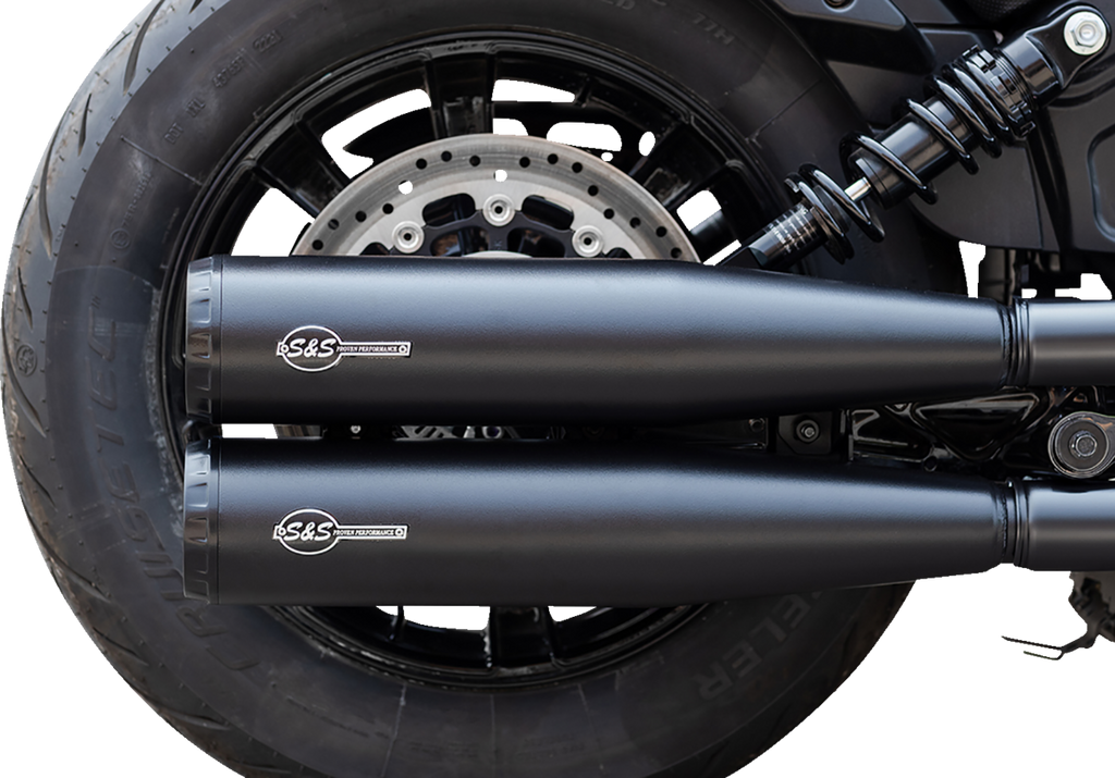 S&S Cycle Grand National Black Slip-On Mufflers for Indian Scout, 4110-266