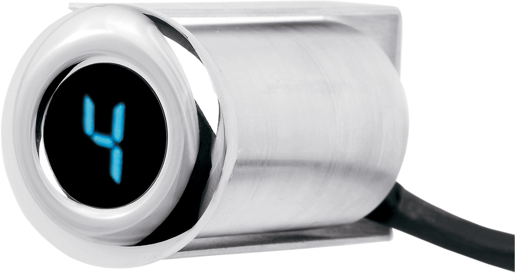 Dakota Digital PGR-1000-F Auto Programming Gear Indicator for Motorcycles with Fairing Flush Mount in Chrome and Blue Display