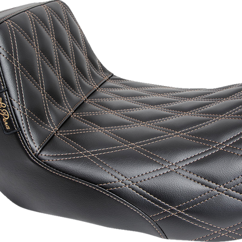 LE PERA Tailwhip Seat - Double Diamond with Chestnut Thread - Black - FL '08-'24 LK-587DD-CHET - Team Dream Rides