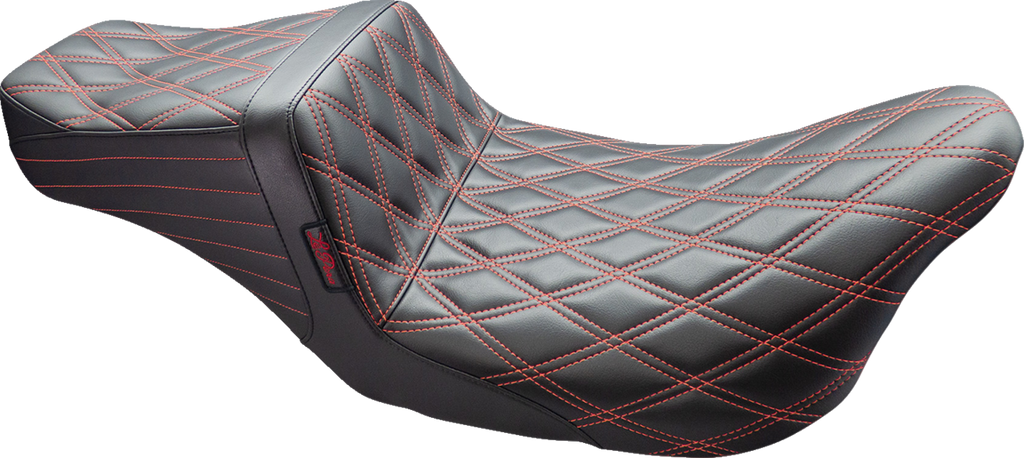 LE PERA Tailwhip Seat - Double Diamond w/ Red Thread - Black - FL '08-'24 LK-587DD-RED - Team Dream Rides