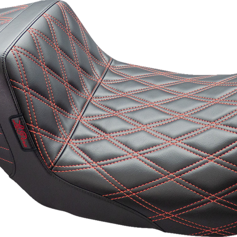 LE PERA Tailwhip Seat - Double Diamond with Red Thread - Black - FL '08-'24 LK-587DD-RED - Team Dream Rides