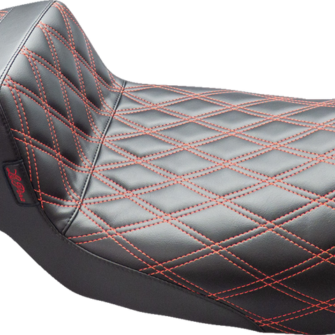 LE PERA Tailwhip Daddy Long Legs Seat - Double Diamond with Red Thread for FL '08-'24 - LK-587DLDD-RED - Team Dream Rides