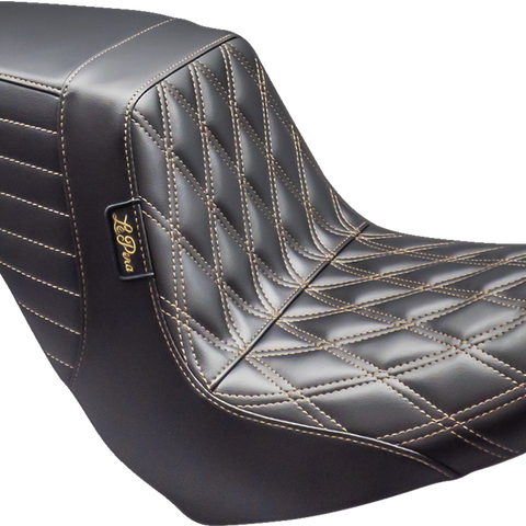 LE PERA Kickflip Up Front Seat - Double Diamond with Chestnut Thread - Black - FL/FX '18-'24 (Part Number: LYRU-590DD-CHET) - Team Dream Rides
