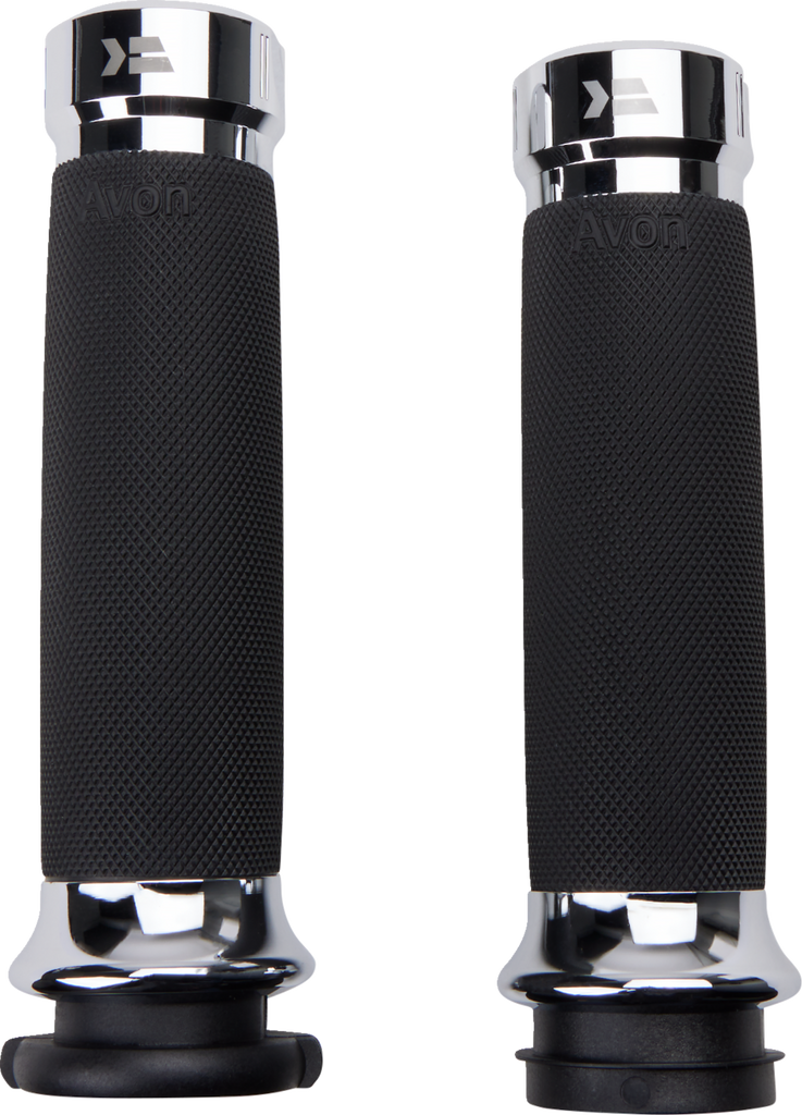 KHROME WERKS Klassic Grips with Custom Contour for 1-Inch Bars - Chrome Finish, Part #500185