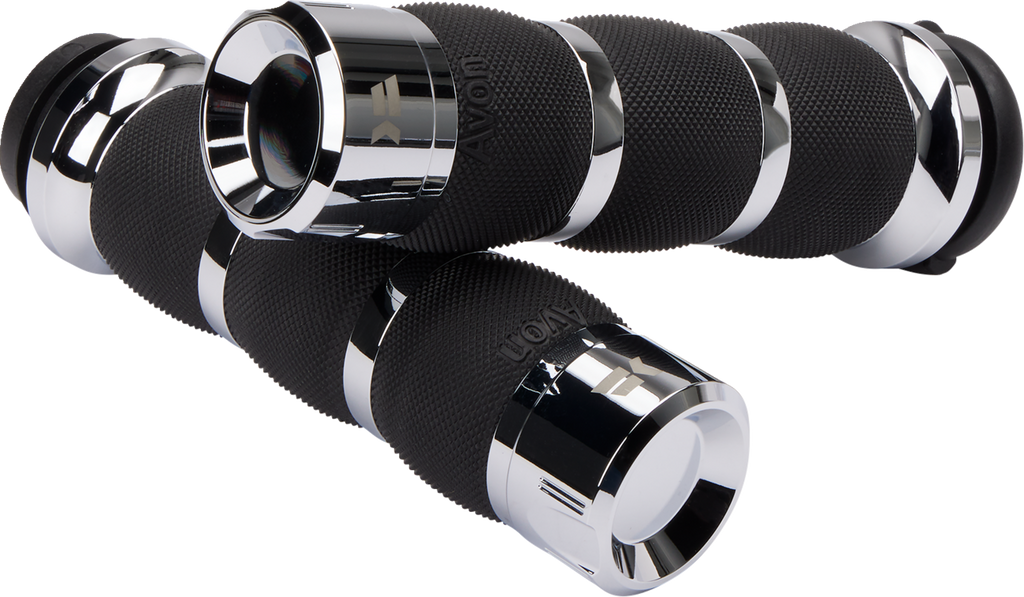 KHROME WERKS Klassic Air Cushion Grips with Chrome Finish – Part No. 500195