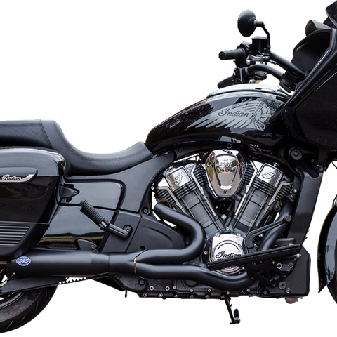 S&S Cycle 550-1085 2-into-1 Qualifier Exhaust System for Harley-Davidson - Black Stainless Steel