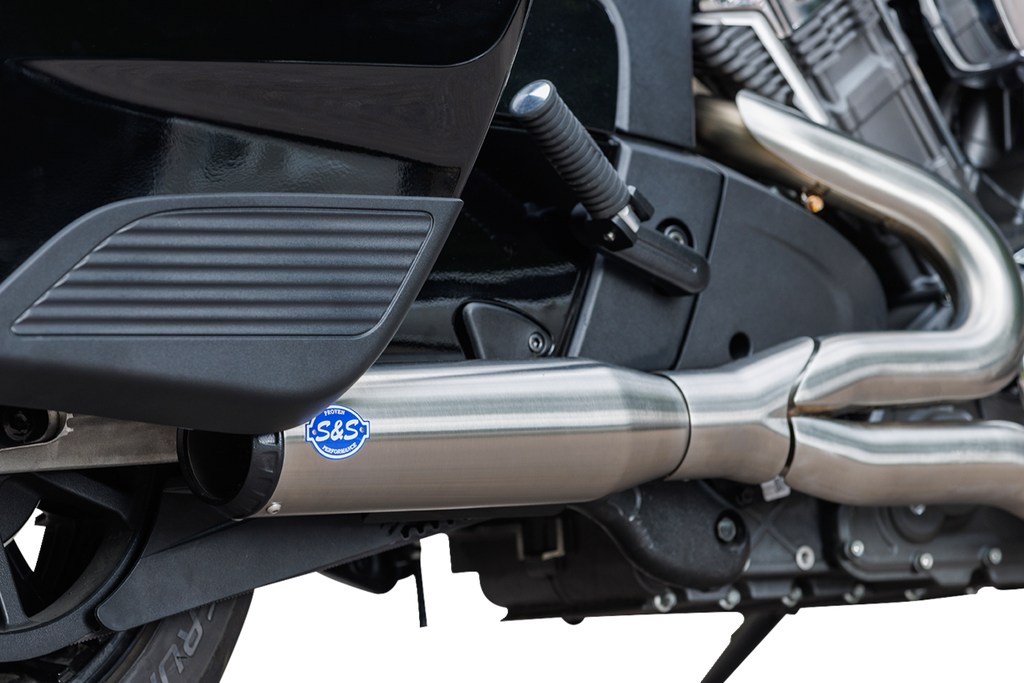 S&S Cycle 2-Into-1 Qualifier Exhaust System - Race Only - Brushed Stainless Steel (Part #550-1082)