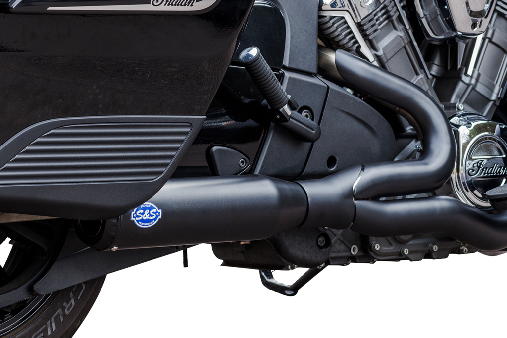 S&S CYCLE 2-into-1 Qualifier Exhaust System – Race Only – Black with Stainless Steel 550-1084