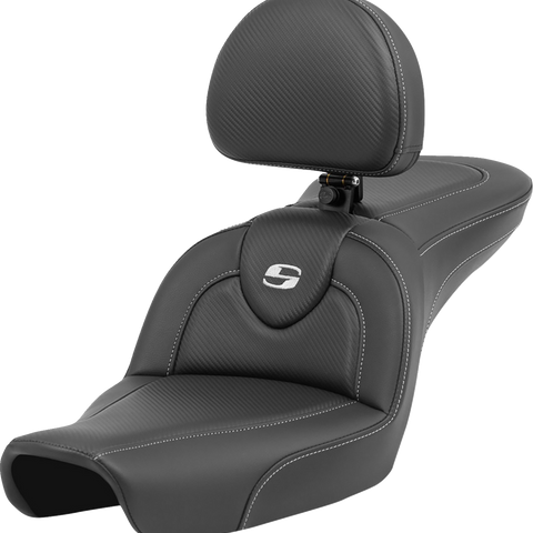 SADDLEMEN Roadsofa* Carbon Fiber Seat - Carbon Fiber - with Backrest - FXD '96-'03 896-04-185BR - Team Dream Rides