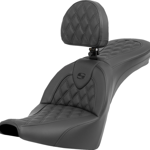 SADDLEMEN Roadsofa* Seat - Lattice Stitch - with Backrest - FXBB/FXST '18-'23 818-30-182BR - Team Dream Rides