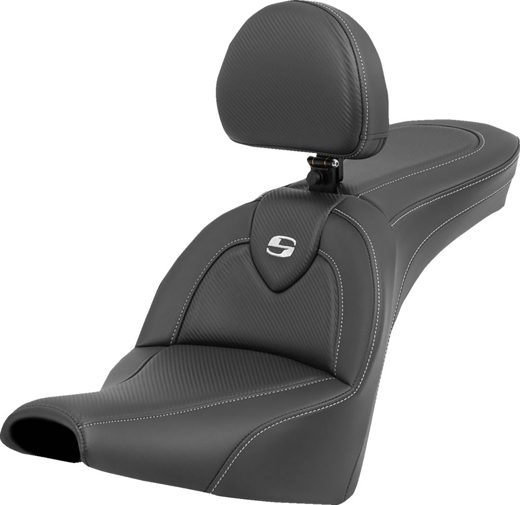 SADDLEMEN Roadsofa* Carbon Fiber Seat - Carbon Fiber - with Backrest - FXBB/FXST '18-'23 818-30-185BR - Team Dream Rides