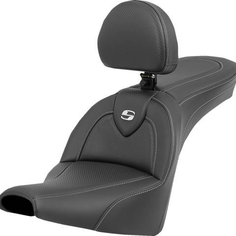 SADDLEMEN Roadsofa* Carbon Fiber Seat - Carbon Fiber - with Backrest - FXBB/FXST '18-'23 818-30-185BR - Team Dream Rides