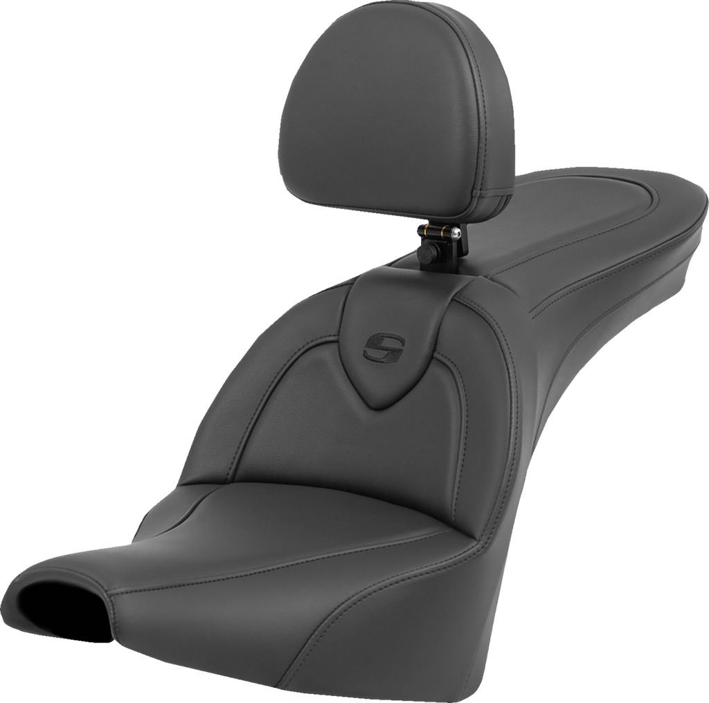 SADDLEMEN Roadsofa* Seat - with Backrest - Black/Black Stitching - FXBB/FXST '18-'23 818-30-187BR - Team Dream Rides