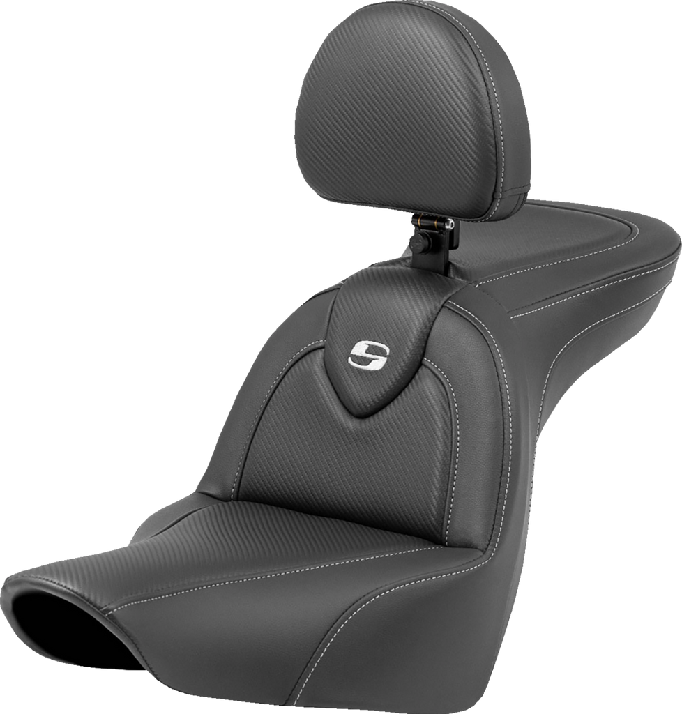 SADDLEMEN Roadsofa* Carbon Fiber Seat - Carbon Fiber - with Backrest - FXLR/FLSB '18-'23 818-29-185BR - Team Dream Rides