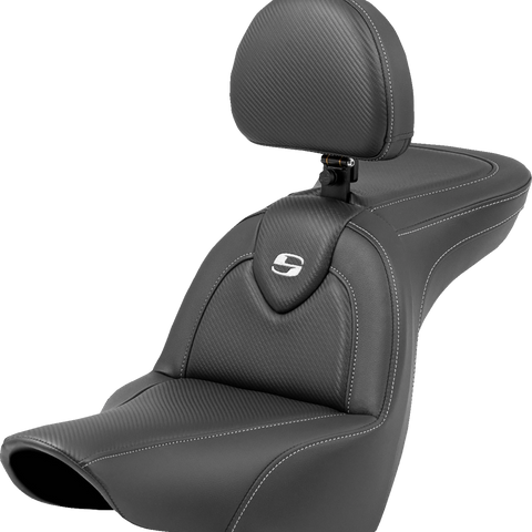 SADDLEMEN Roadsofa* Carbon Fiber Seat - Carbon Fiber - with Backrest - FXLR/FLSB '18-'23 818-29-185BR - Team Dream Rides