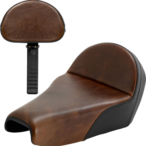 SADDLEMEN Lariat Solo Seat - Distressed Leather - 3.3 Gal Tank - XL '04-'22 807-11B-0041 - Team Dream Rides